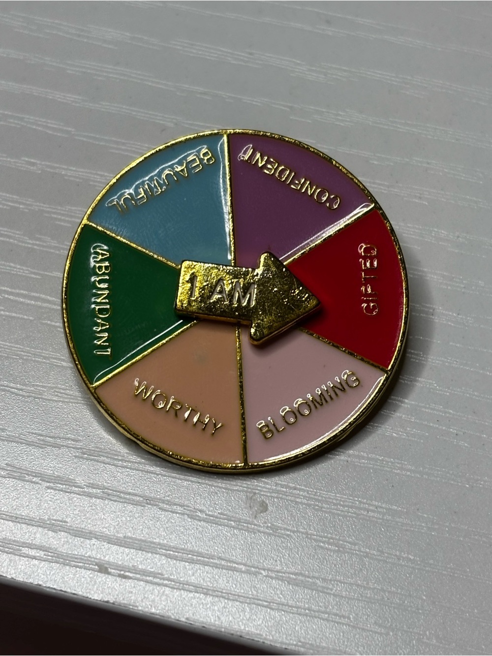 Motivational Multicolor Enamel Pin - 'I AM' Arrow Wheel